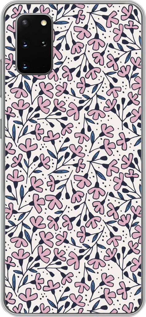 MuchoWow Handyhülle Schutzhülle Hülle für Telefoonhoesje Samsung Galaxy S20 Plus Mädchen - Blumen - Rosa - Muster - Mädchen - Kinder - Mäd...
