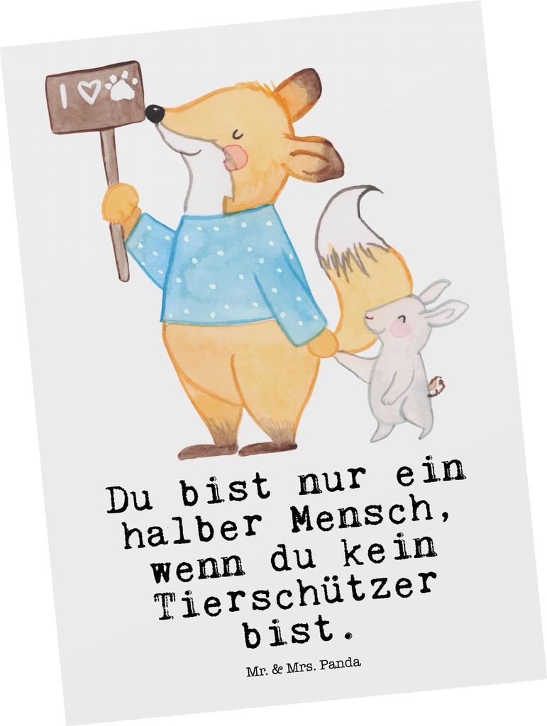 Mr. & Mrs. Panda Postkarte Tierschützer Herz - Weiß - Geschenk, Ansichtskarte, Postkarten, bildkarte, Fotokarte, Ansichtskarten