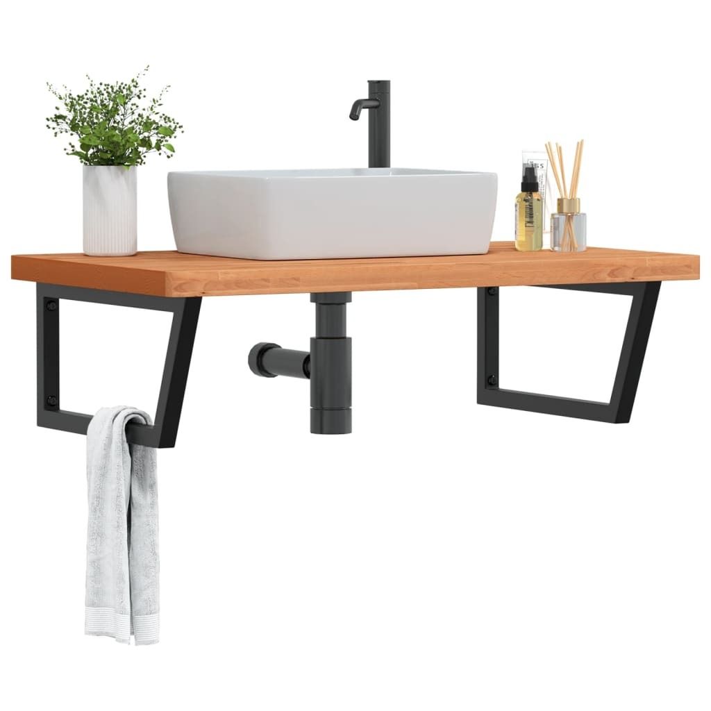 Maison Exclusive - Waschbeckenregal Wandmontage Stahl und Massivholz Buche