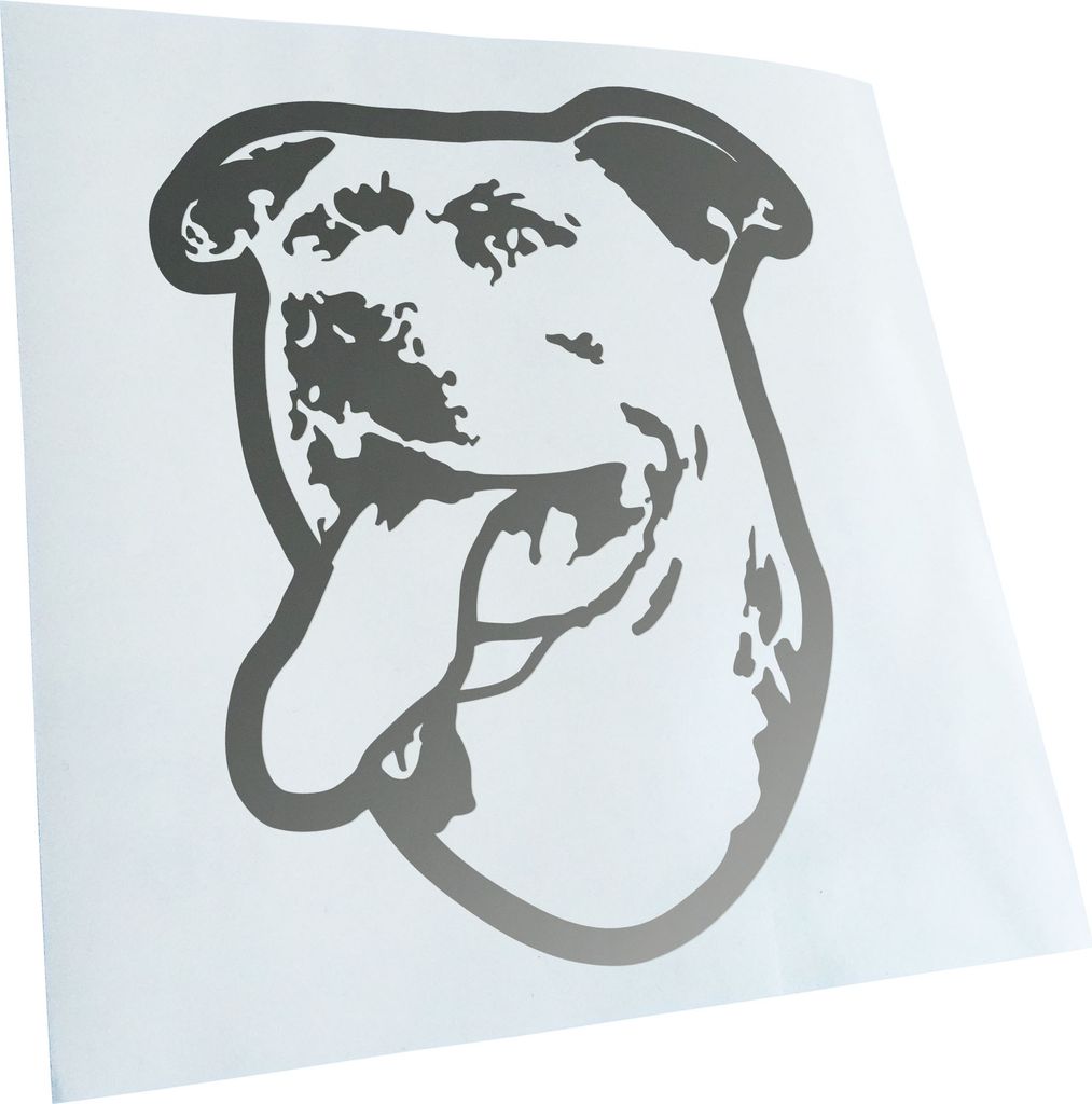 Kiwistar - Autoaufkleber - staffordshire bull terrier Hund - Silber - 24x20cm - Aufkleber für Auto, Laptop, Fahrrad, LKW, Motorrad mehrfarbig JDM ...