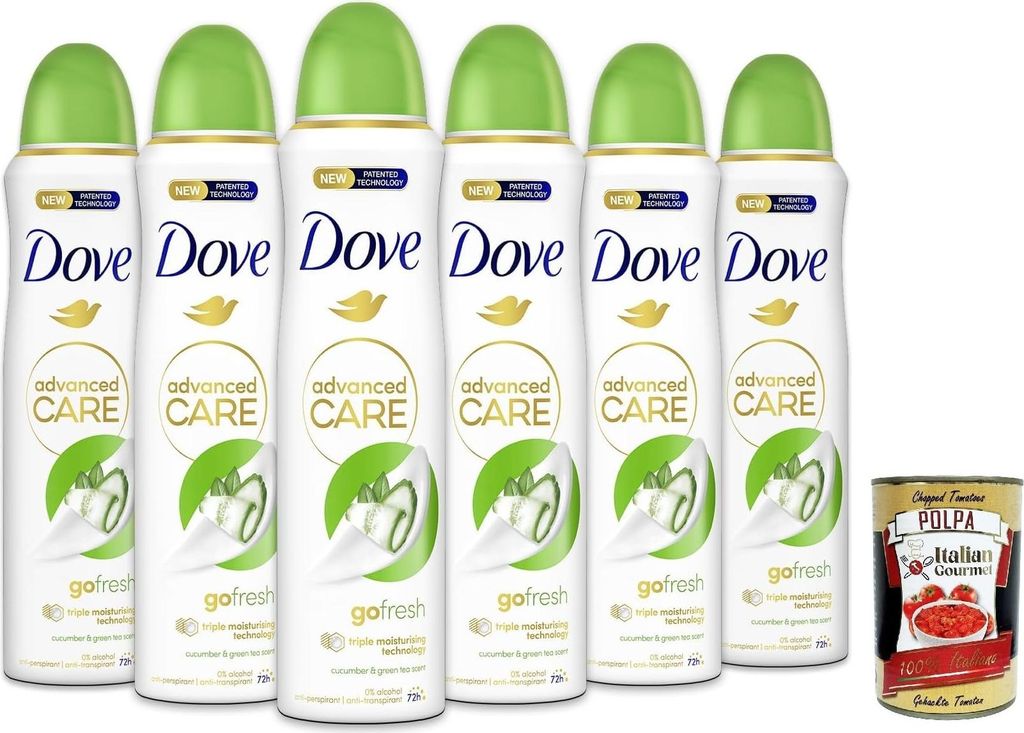 Dove Deodorante Spray Advanced Care Go Fresh Gurke und grüner Tee, deo Mit feuchtigkeitsspendenden und empfindlichen Formel,ohne Alkohol, 72 Stund...