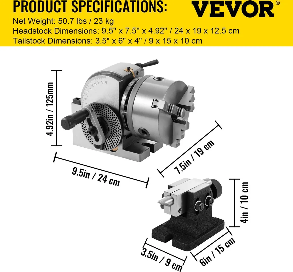 Diviseur avec mandrin à mors MT2 et table rotative indexable de 100mm - 7