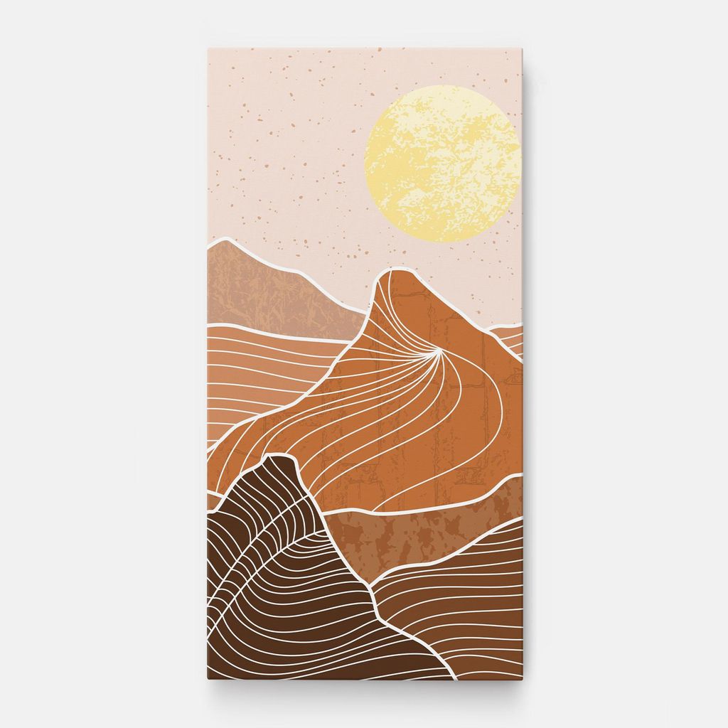 ARTHUB Leinwandbild 50x100 cm, Orange Mountain | Wohnzimmerdekoration, Hängende Bilder, Wanddekoration, Heimdekoration, Landschaften, Berge