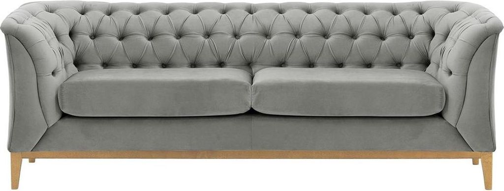 2,5-Sitzer Sofa Chesterfield Modern Wood aus medizinischem Schaumstoff-Velluto 15-like oak
