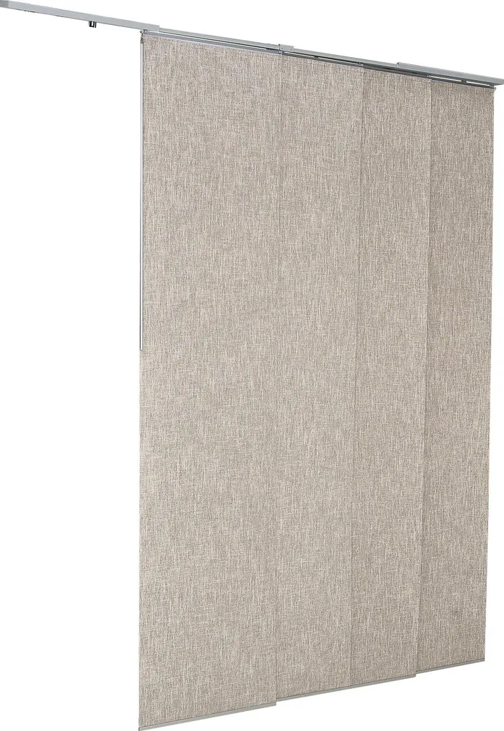 Store Coulissant 4 Panneaux Marron en Tissu Résistant pour Grand Vitrage