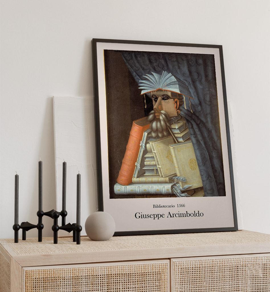 Poster Der Bibliothekar Arcimboldo, groesse_poster:70x100 cm, groesse_rahmen:weiß 70x100 cm