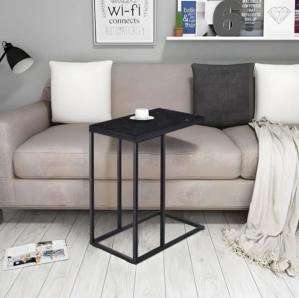 Table d'appoint C marbre noir ModernHome pour PC portable - 5