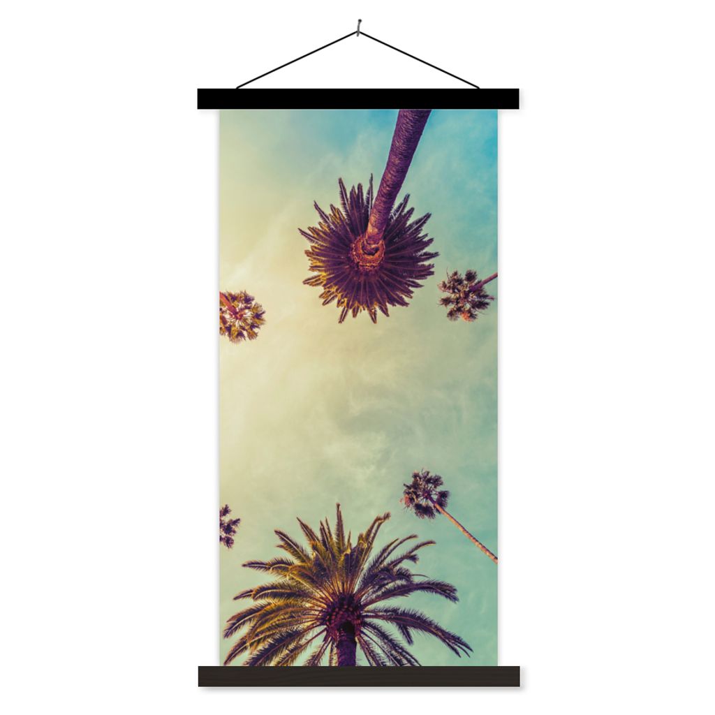 MuchoWow Textilposter Palme - Himmel - Bäume - Sommer - Tropisch 60x120 cm mit schwarzem Rahmen - Magnete