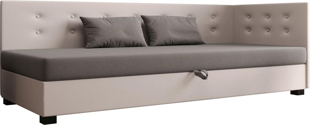 AURA SOFA Boxspringbett NEMO PLUS 80x195 Komplett-Set mit Bonell Matratze, Polsterbett mit Bettkästen - Hellbeige/Grau, SAWANA 01/21
