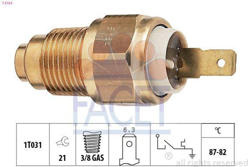 FACET 7.5154 Temperaturschalter Kühlerlüfter Thermoschalter für DAIHATSU Applause I Schrägheck (A101, A111) Applause II Schrägheck (A101)
