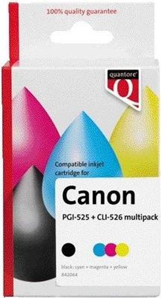 Quantore - Tintenpatronen-Alternative für PGI-525+CLI-526 2 Schwarz + 3 Farben