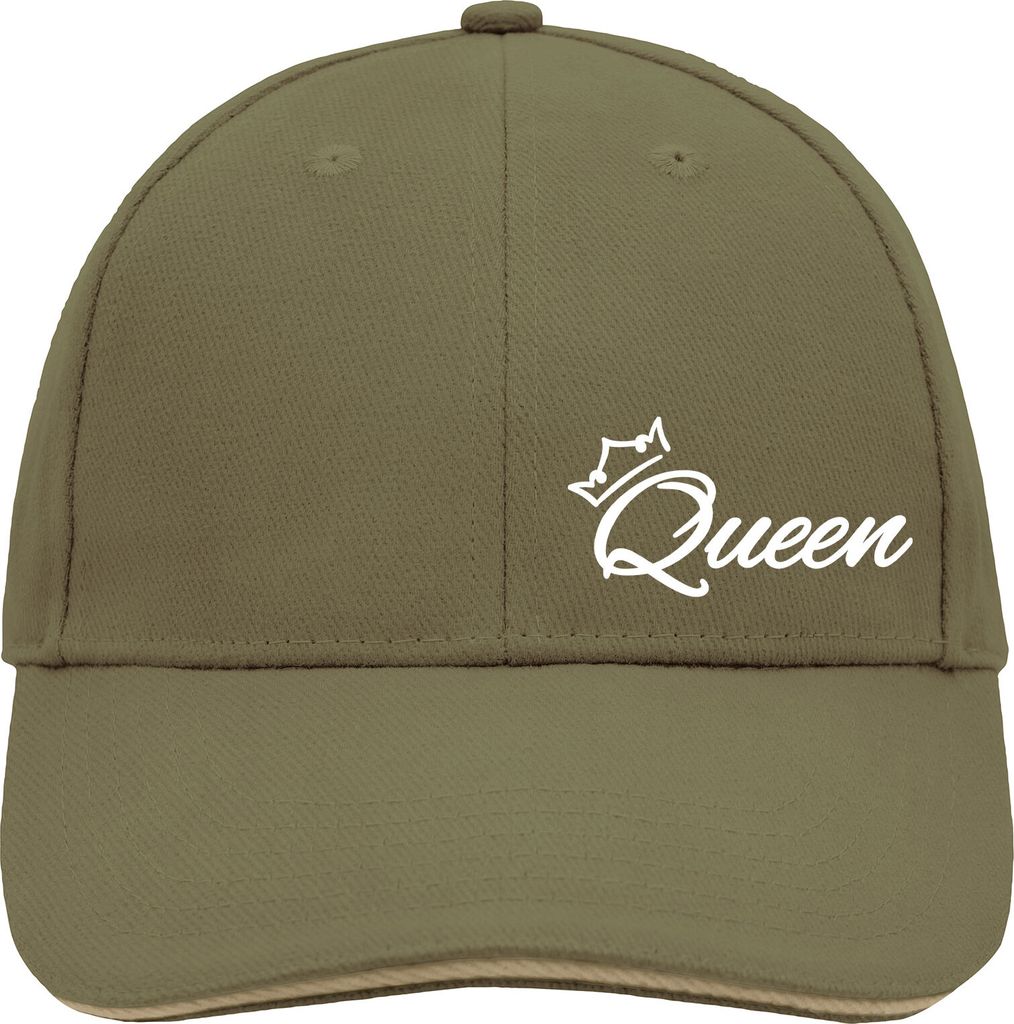 Huuraa Cappy Mütze Queen Krone Olive/Beige Baumwolle 6-Panel Kappe Geschenkidee
