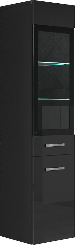Armoire de rangement Rio Hauteur 131 cm Noir brillant - Image du produit 