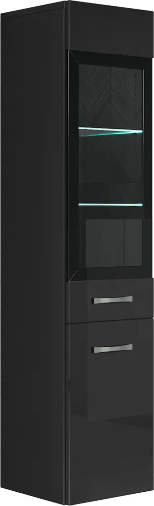 Meuble de rangement haut Rio noir brillant - Colonne de bain 131 cm