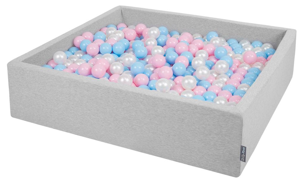 KiddyMoon Bällebad 120x30cm 300 Bälle ∅7cm Quadrat Bällepool Mit Bunten Bällen Für Babys Und Kinder