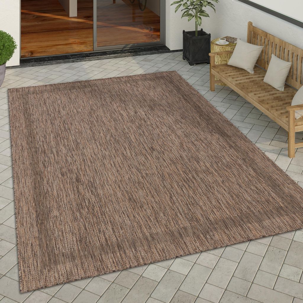 Tapis d'extérieur à tissage plat aspect sisal avec bordure Image du produit 