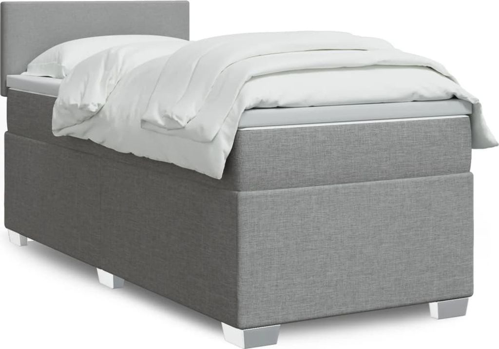 Maison Exclusive - Boxspringbett mit Matratze Hellgrau 100x200 cm Stoff