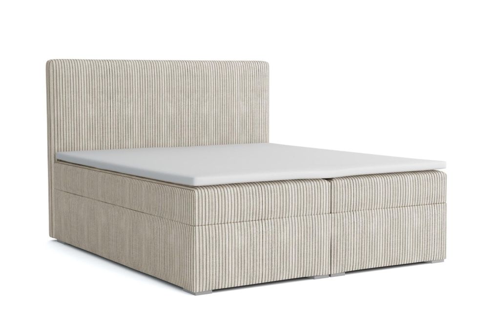 BOXBETT LOFT IV 180/200 Cord Ecru mit Taschen-Federkernmatratzen 7 Zonen H4