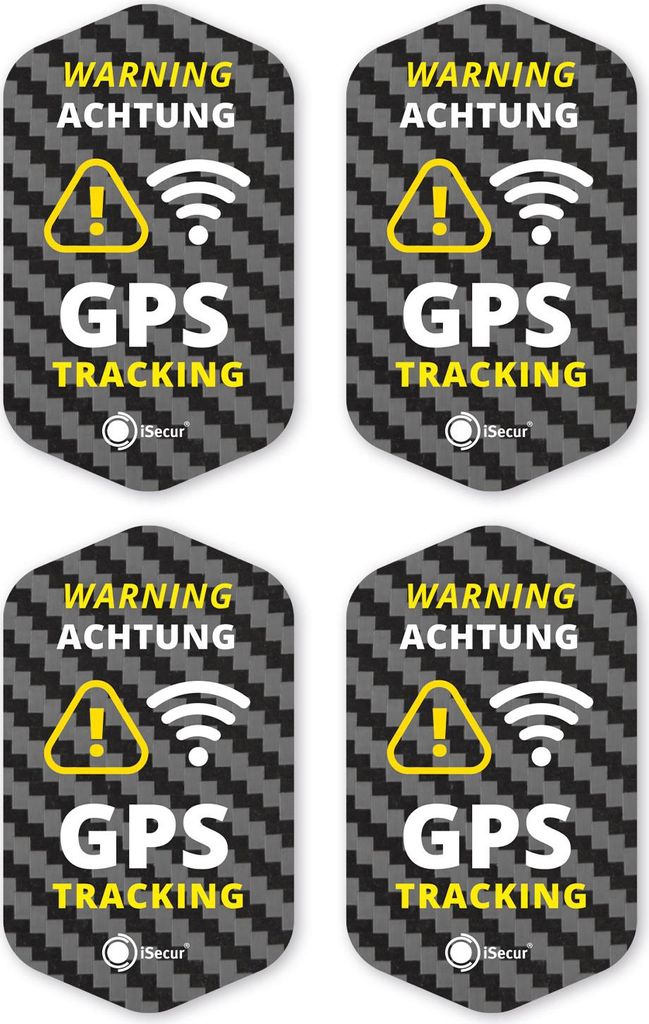 iSecur 4er GPS Tracking Aufkleber Set I 3 x 5 cm I Warning Produktbild 