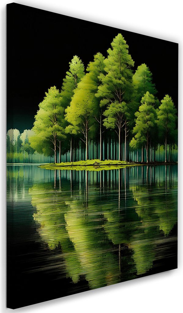 Leinwandbild Grüner Wald am See 40x60 Feeby Grün bild für die wand bereit zum aufhängen