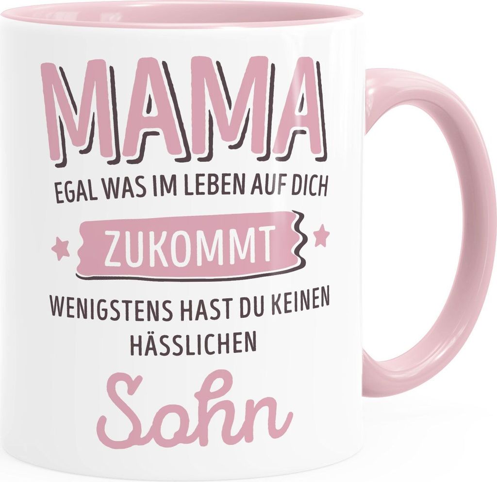 Geschenk Tasse anpassen egal was im Leben auf dich zukommt wenigstens hast du keine hässlichen Kinder Kaffee-Becher MoonWorks Mama-Sohn inner-ro...