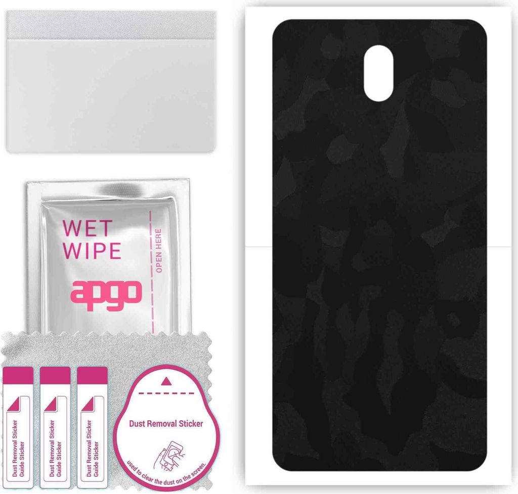 apgo Rückseite Schutzfolie, Skin, kompatibel mit Nokia C01 Plus, Hinten Displayschutzfolie aus Vinylfolie, kratzfest, einfache Montage - Schwarzes...