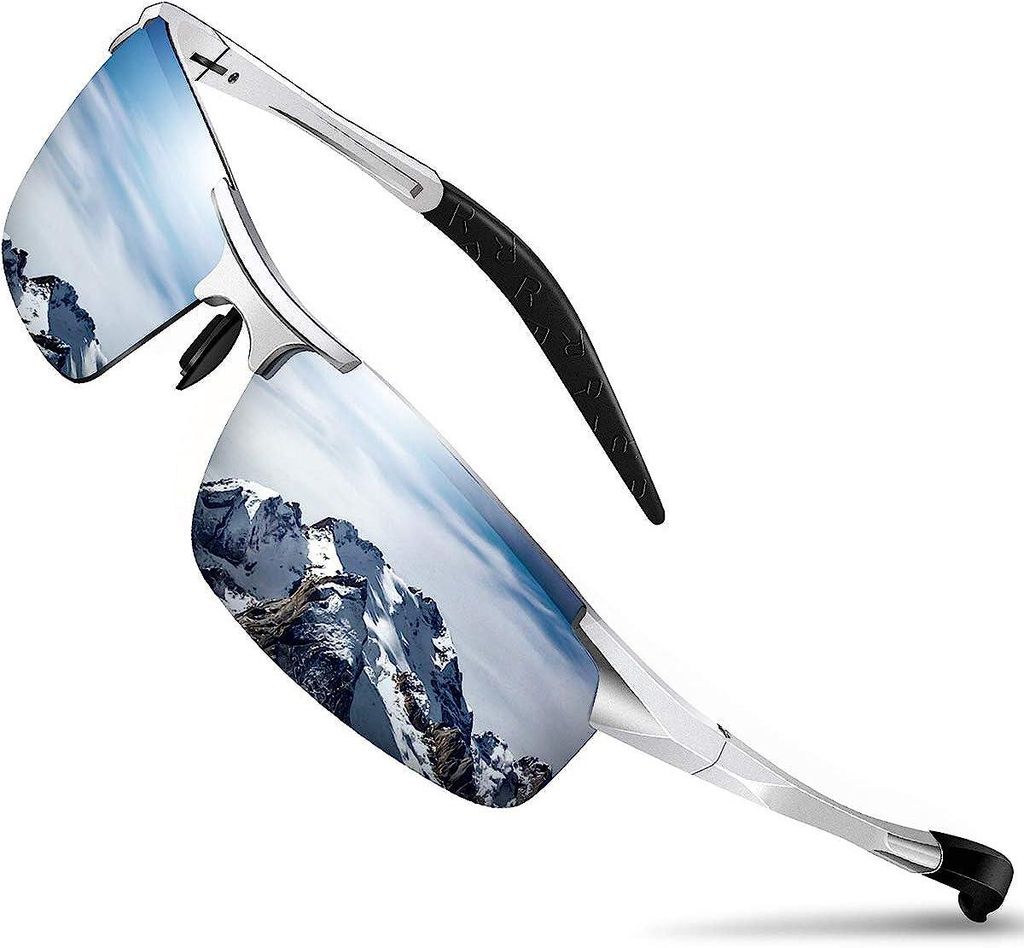 1 Polarisierte Sonnenbrille in silberfarbenem Retro-Design Produktbild 