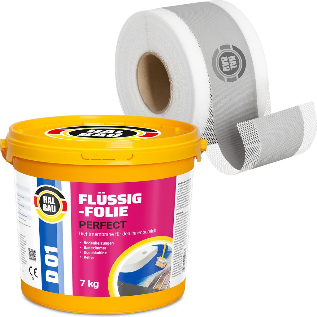 Dichtset Flüssigfolie 7Kg Dichtfolie Dichtband 10m AbdichtungSet Dusche Bad H11