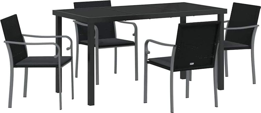 Garten Essgruppe 5 pcs Schwarz und Grau PE-Rattan