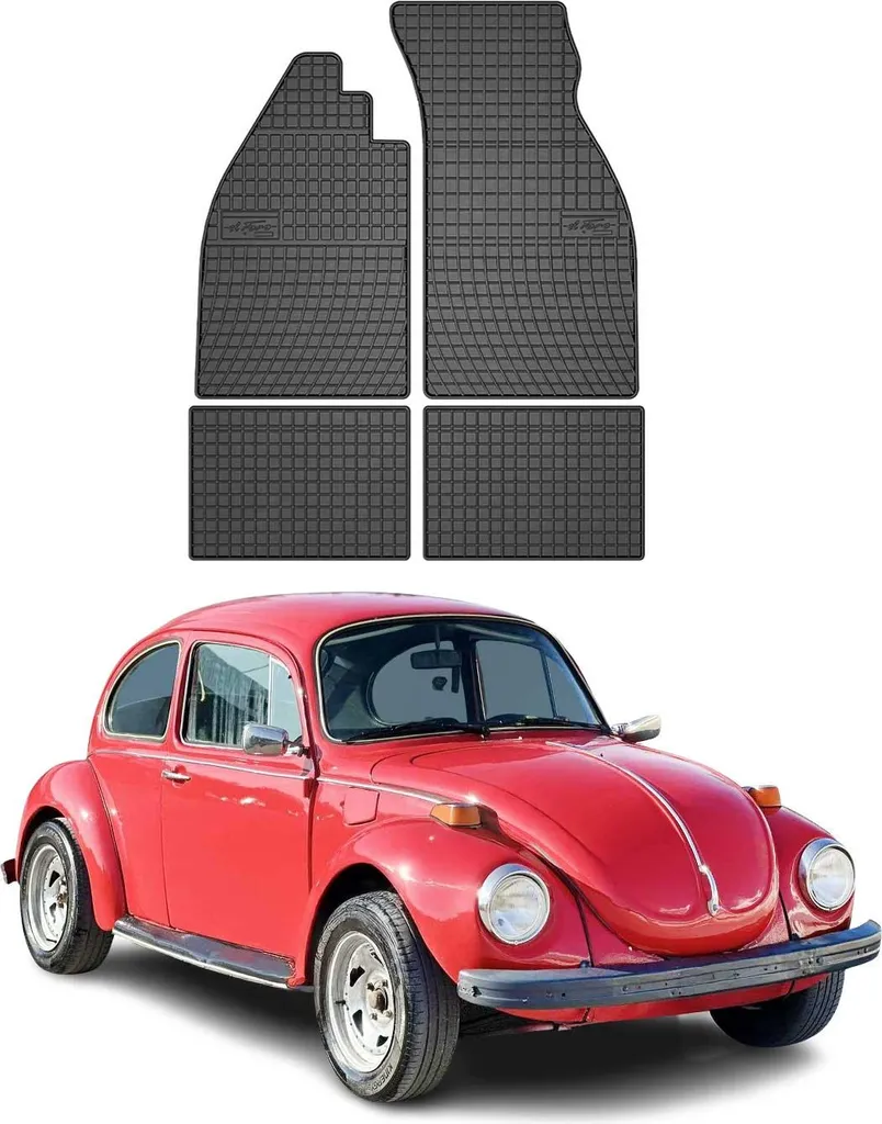 1980-2003 VW Maggiolino tappetini in gomma nera 4 pz