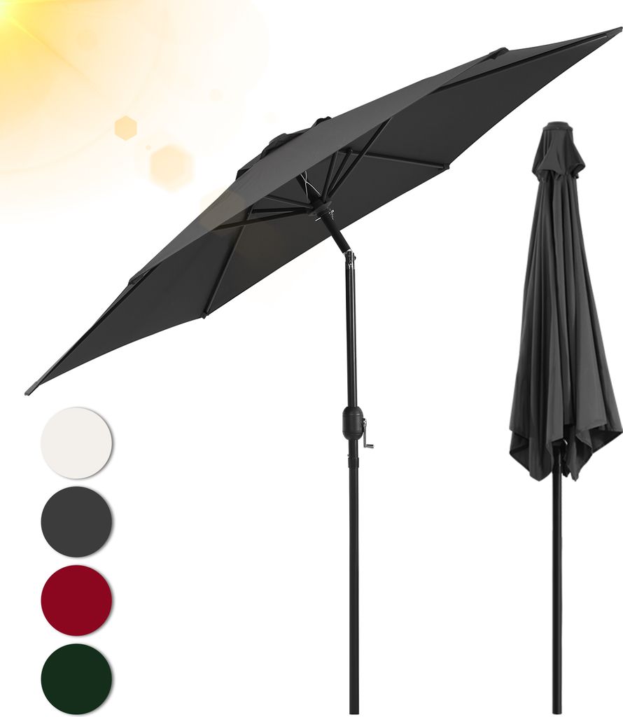 Parasol rond Jayseuw, manivelle, pliable, en fer, pour Image du produit 