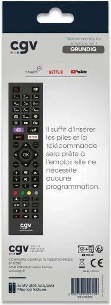 Télécommande Universelle CGV FIDELIO Noire - Pilotage TV et Décodeur