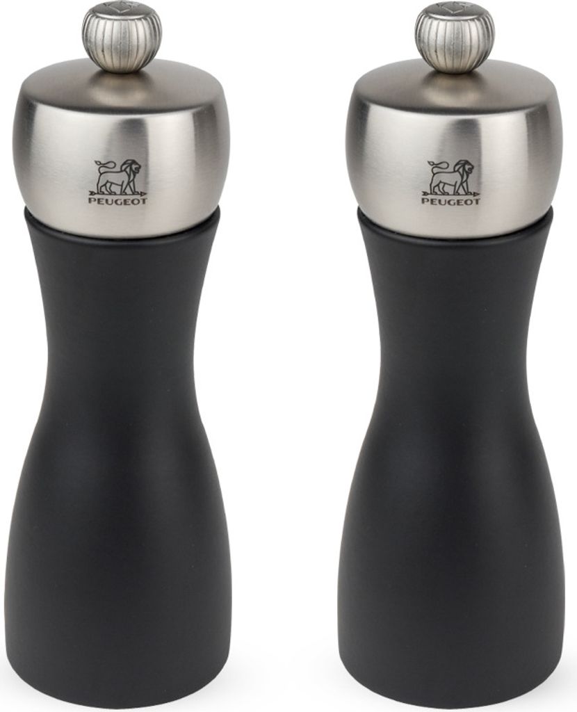 PEUGEOT Mühlenset FIDJI 15cm Pfeffermühle Salzmühle Buchenholz Schwarz Edelstahl