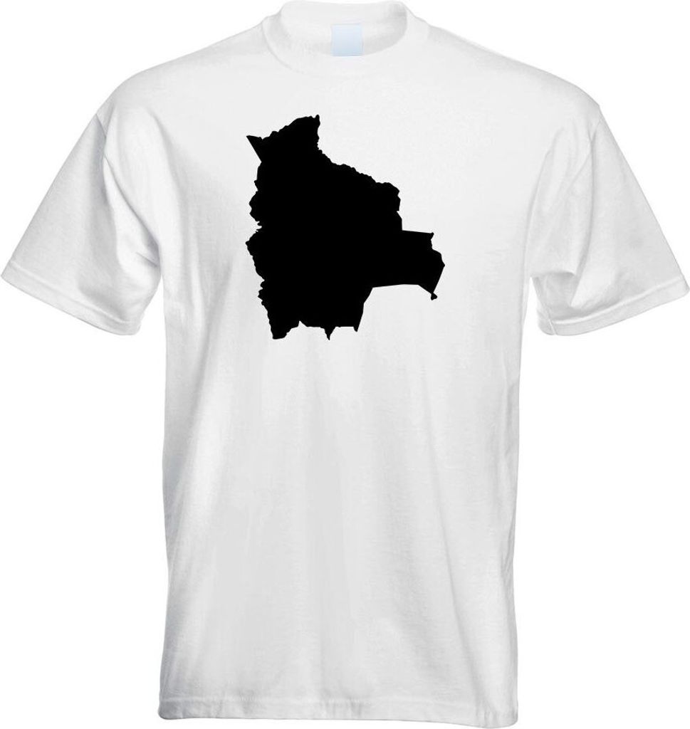 Kiwistar - T-Shirt - Weiss - Bolivien Umriss Kontur Herren Funshirt Bedruckt Design Sprüche Spruch Motive - mit Motiv Bedruckt - Funshirt Design -...