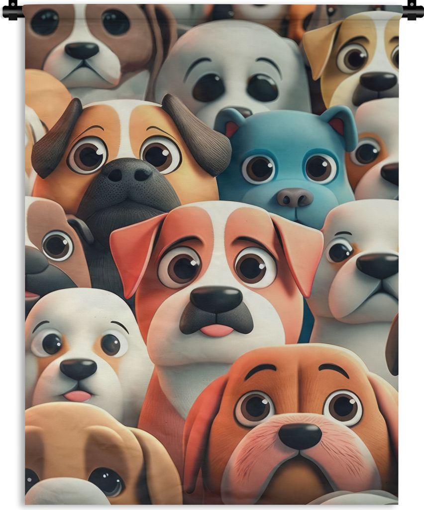 MuchoWow Wandteppich Wandbehang Hund - Tiere - Muster - Braun - Mädchen - Jungen 60x80 cm Tapisserie Dekoration Wandtuch - Decke - Wandtücher -...