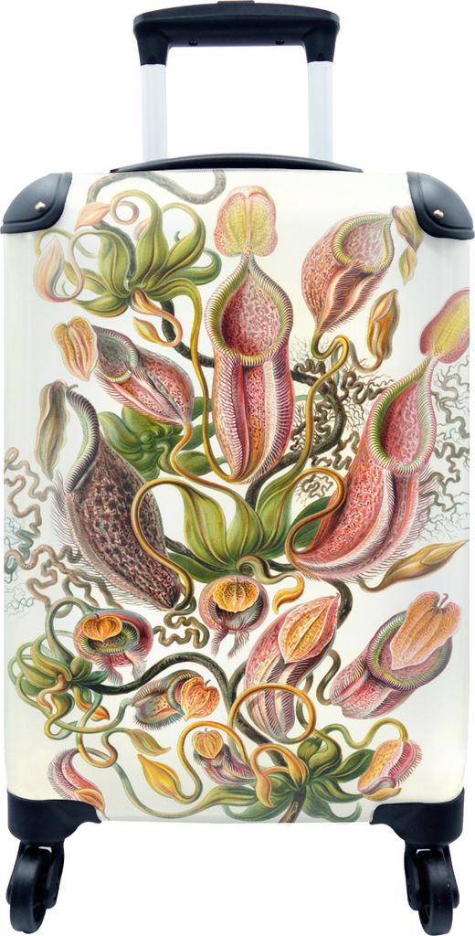 MuchoWow MuchoWow Koffer Handgepäck Trolley Rollkoffer Kleine Reisekoffer mit 4 Rollen - Design - Botanisch - Fleischfressende Pflanze - Ernst...