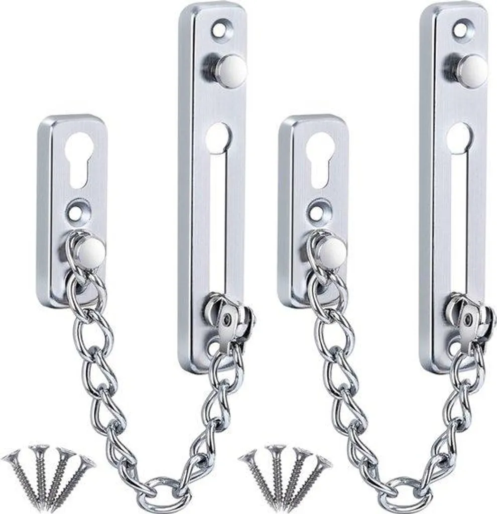 Entrebâilleur de porte à chaîne en inox argenté - Protection domestique