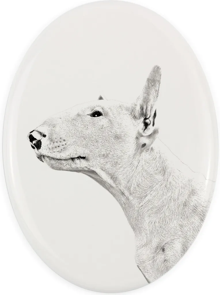 Targa in Ceramica Bull Terrier: Lapide Stampa Ovale Art-Dog
