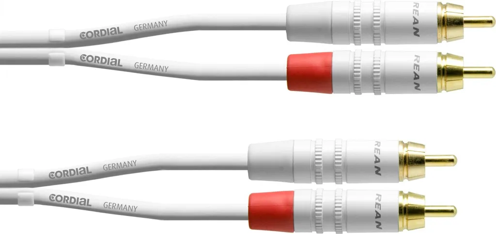 Cordon RCA pour platine et mixage Cordial CFU 0.9m Blanc haute fidélité