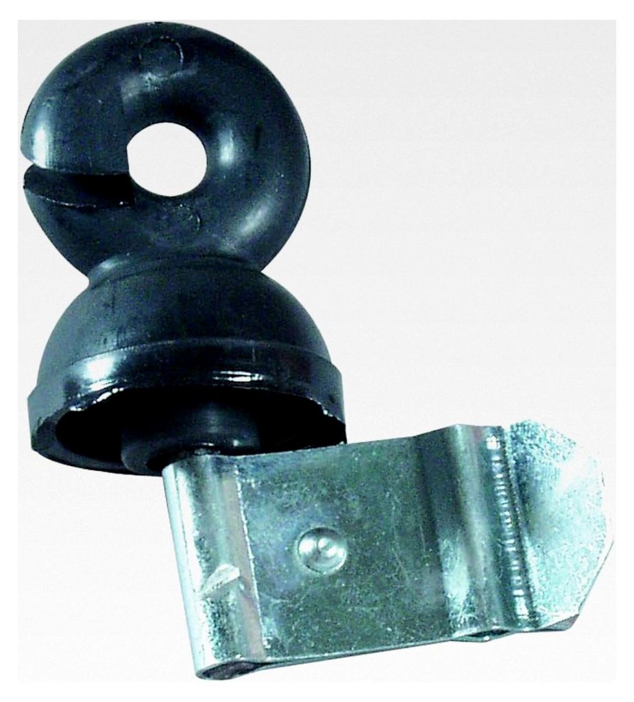 Elektrozaun Isolator Vollringisolator mit Metallklemme schwarz (50er Pack)