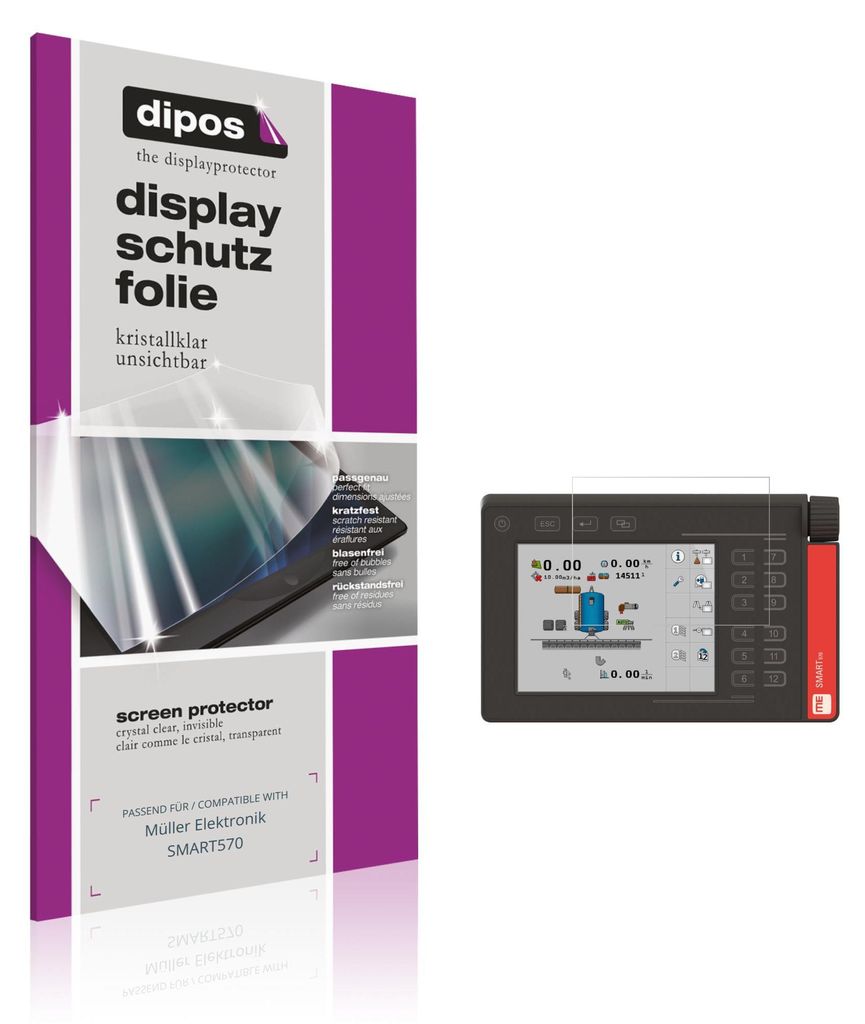 2x Schutzfolie für Müller Elektronik SMART570 klar Displayschutzfolie Folie Display Schutz dipos