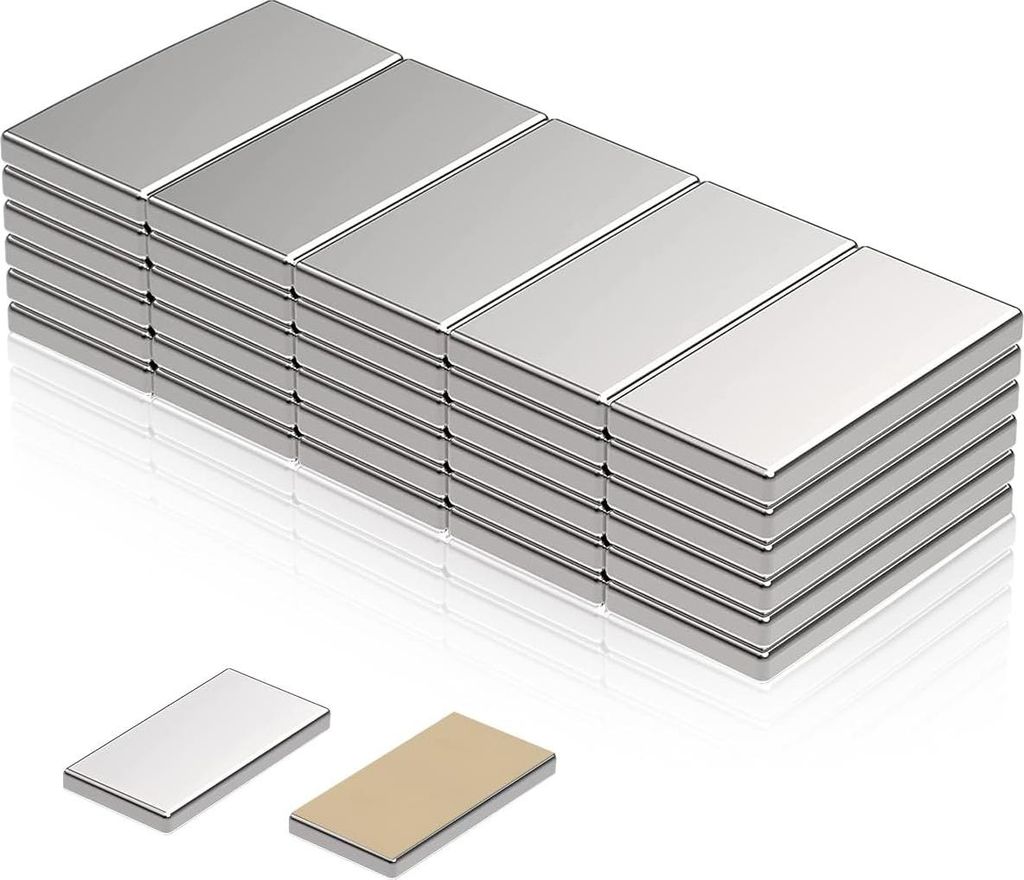 30 Stück Neodym Magnet Selbstklebend 20x10x1mm - Flach Stark - Kleine Magneten Rechteckig - Mini Quadratische Magneten für Whiteboards - Kühlsch...