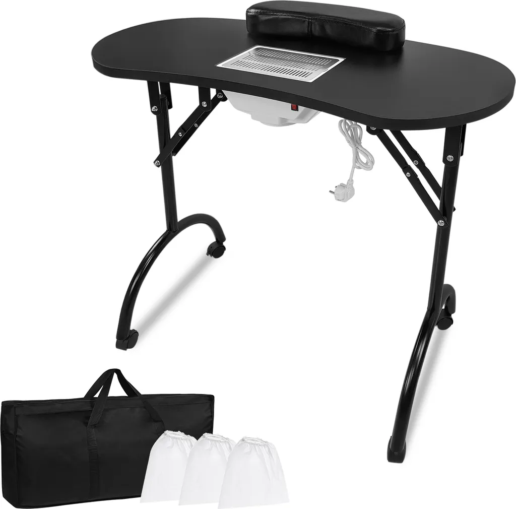 Table de manucure stable pliable XMTECH : finis l'encombrement en noir