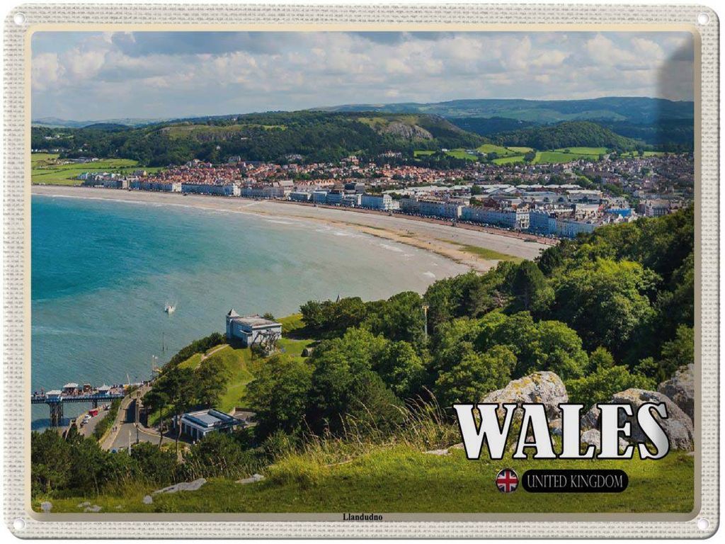 vianmo Blechschild 30x40 cm Wales United Kingdom Llandudno Seebad Bildmotiv Reisemotiv Abenteuer Reisen