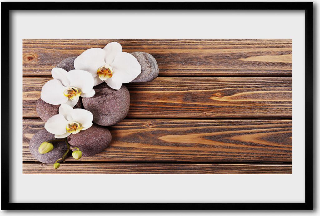 Bild 60x40 MDF-Rahmen Wandkunst Holz Orchideenblüte
