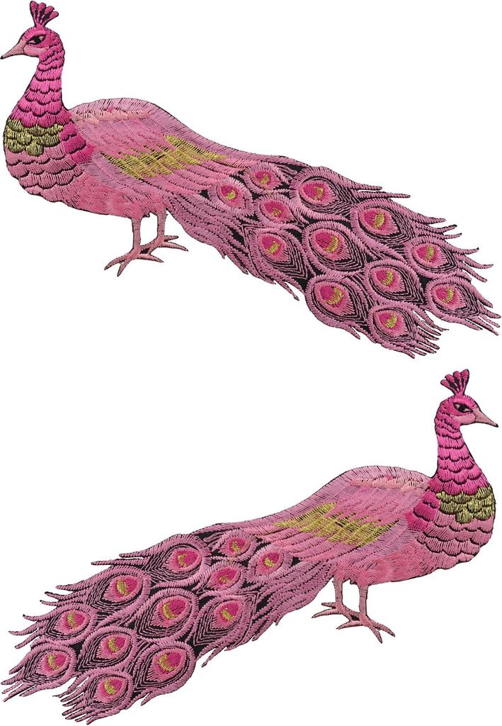 Aufnäher XL - Pfau - 1 Paar - Rückenaufnäher pink