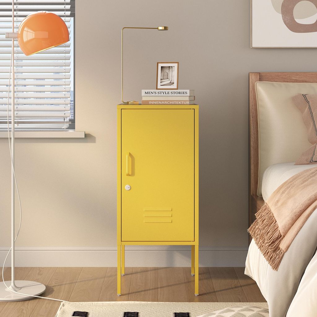 Table De Chevet Orange 35x35x51 Cm – Structure Acier, Design Moderne, Neuve