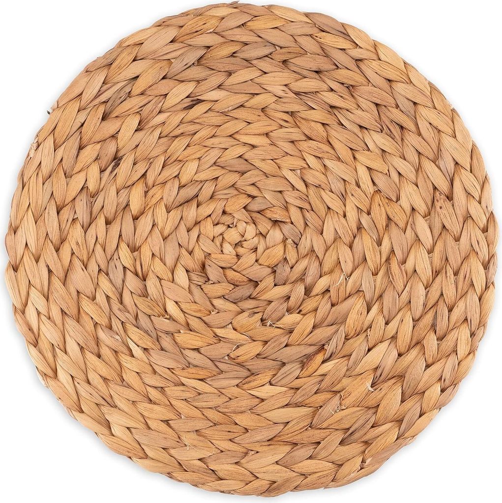 Decorasian Untersetzer aus Wasserhyazinthe - Seegras, Topfuntersetzer im 1 er Set - abwischbare Coaster 25cm - Platzsets klein und rund