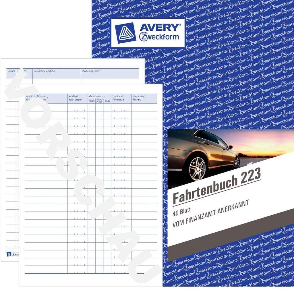 AVERY Zweckform 223 Fahrtenbuch für PKW 5er-Pack vom Finanzamt anerkannt A5 