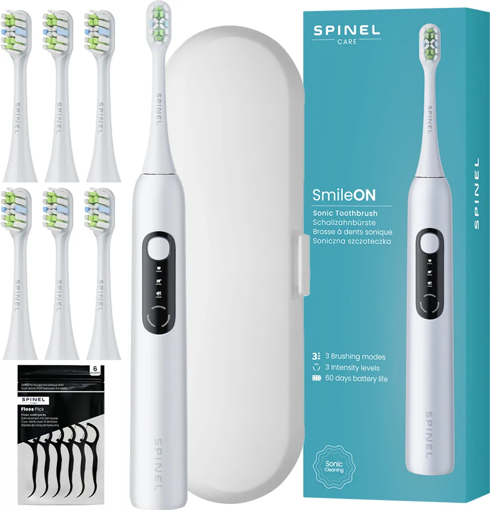SmileON Spinel Care Bianco: Lo Spazzolino Sonico USB con Case Viaggio